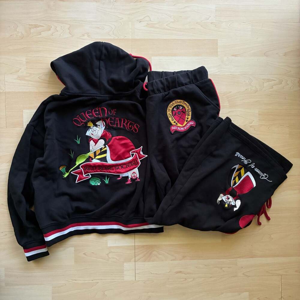 BOXLUNCH x Disney Queen of Hearts Red Rose Society Embroidered Hoodie and Sweatp